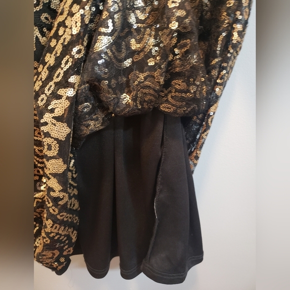 Alya Gold Sequined Halter Style Black Sleeveless Dress, Medium - Picture 6 of 7